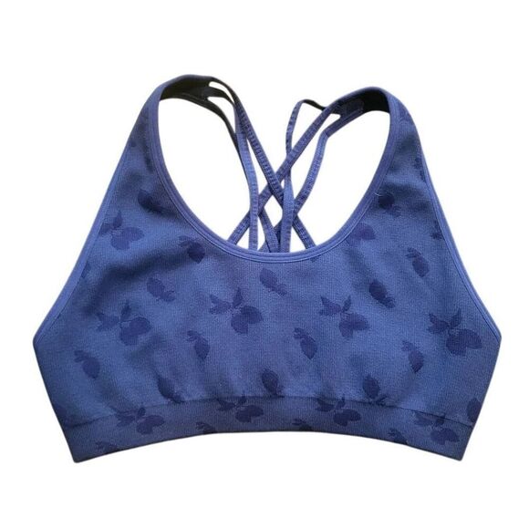 Spiritual Gangster Bra Women's Small Blue Lemon Flow Seamless Brami Jacquard - Picture 2 of 4